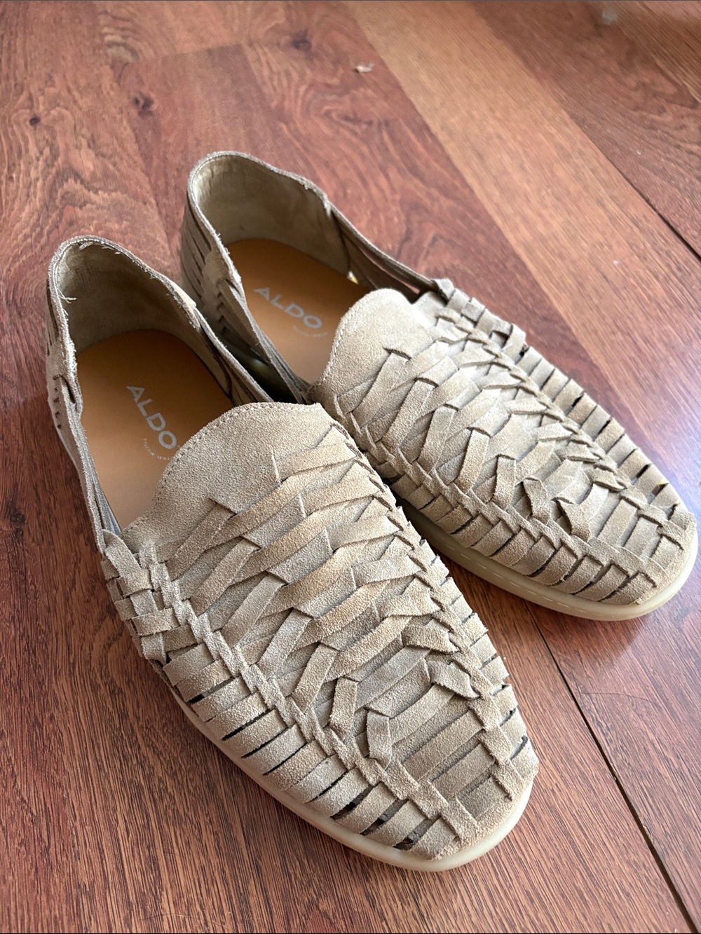 ALDO Tan Woven Suede Slip-On Loafers